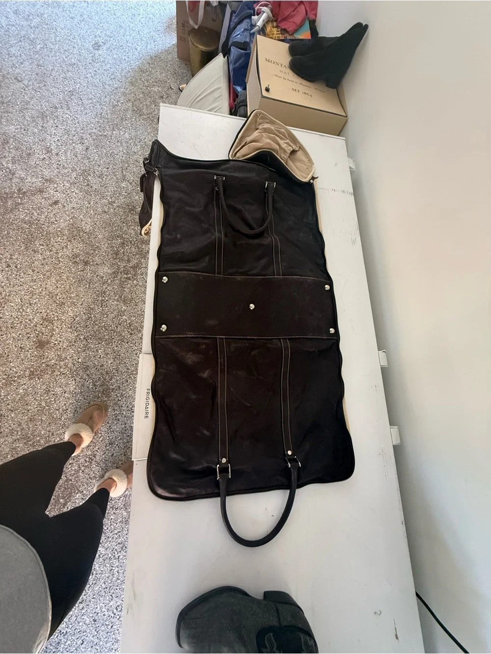 Lucchese Brown Leather Weekend Duffel